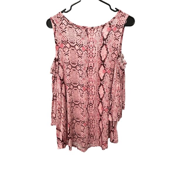 Lascana Venus Pink Snake Print Cold Shoulder Tunic Top Size M - Picture 2 of 9